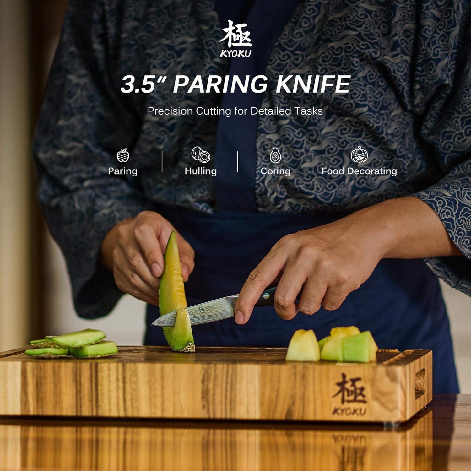 KYOKU Paring Knife - 3.5" - Shogun Series - Japanese Style VG10 Steel Core Damascus Blade - with Sheath & Case Paring Knife 3.5"