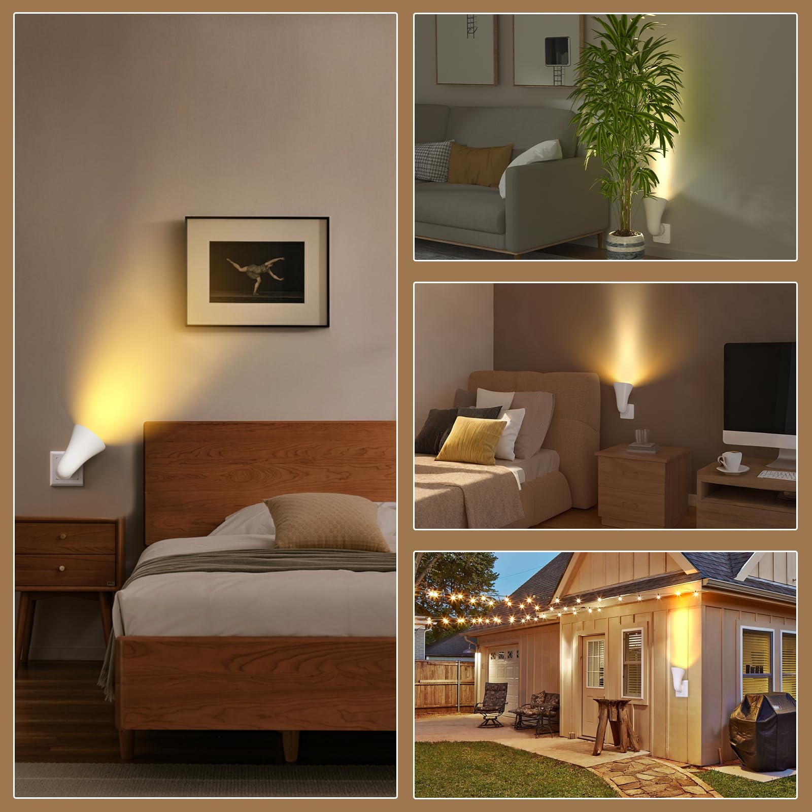 GU10 Plugin Foco Uplighter, GU10 Led Aplique Lampada Pared con EU Enchufe para Dormitorio, Luz Cálida 3000k (LED Bombilla inclusa)