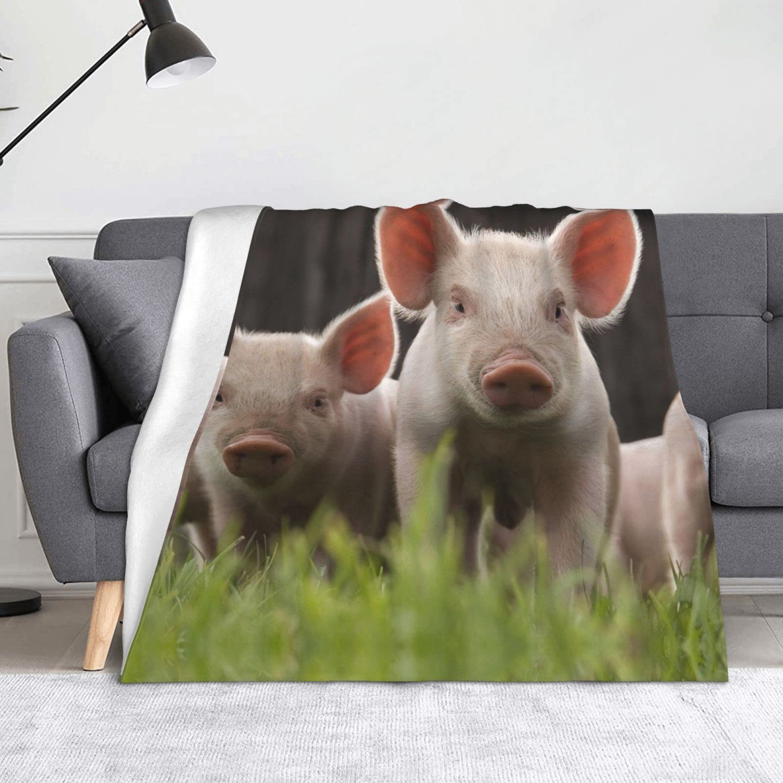 Couverture flanelle cochon anti-froid lit et canapé douillet