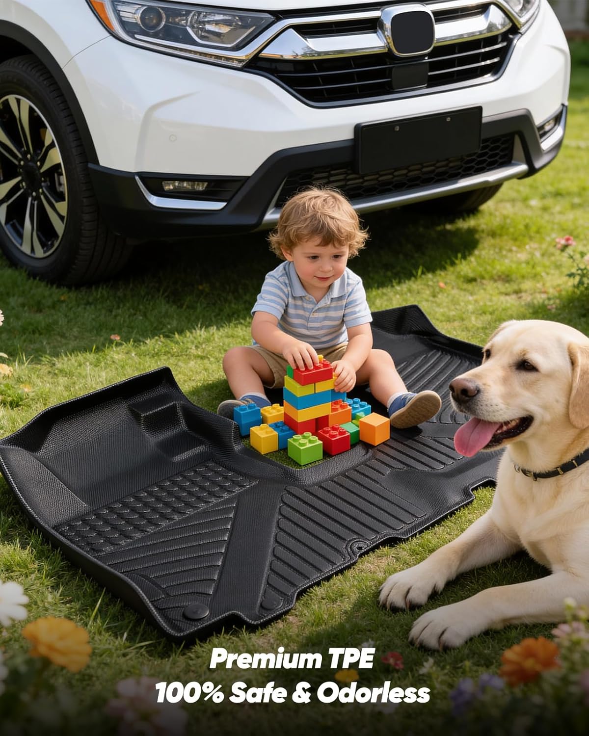 for Honda CR-V CRV 2011-2007 Floor Mats Cargo Liner LX SE EX EX-L Rubber Trunk Carpet All Season Weather Protector Waterproof Anti-Slip Tech,Automotive 2010 2009 2008 Car Interior Accessories Black - Image 2