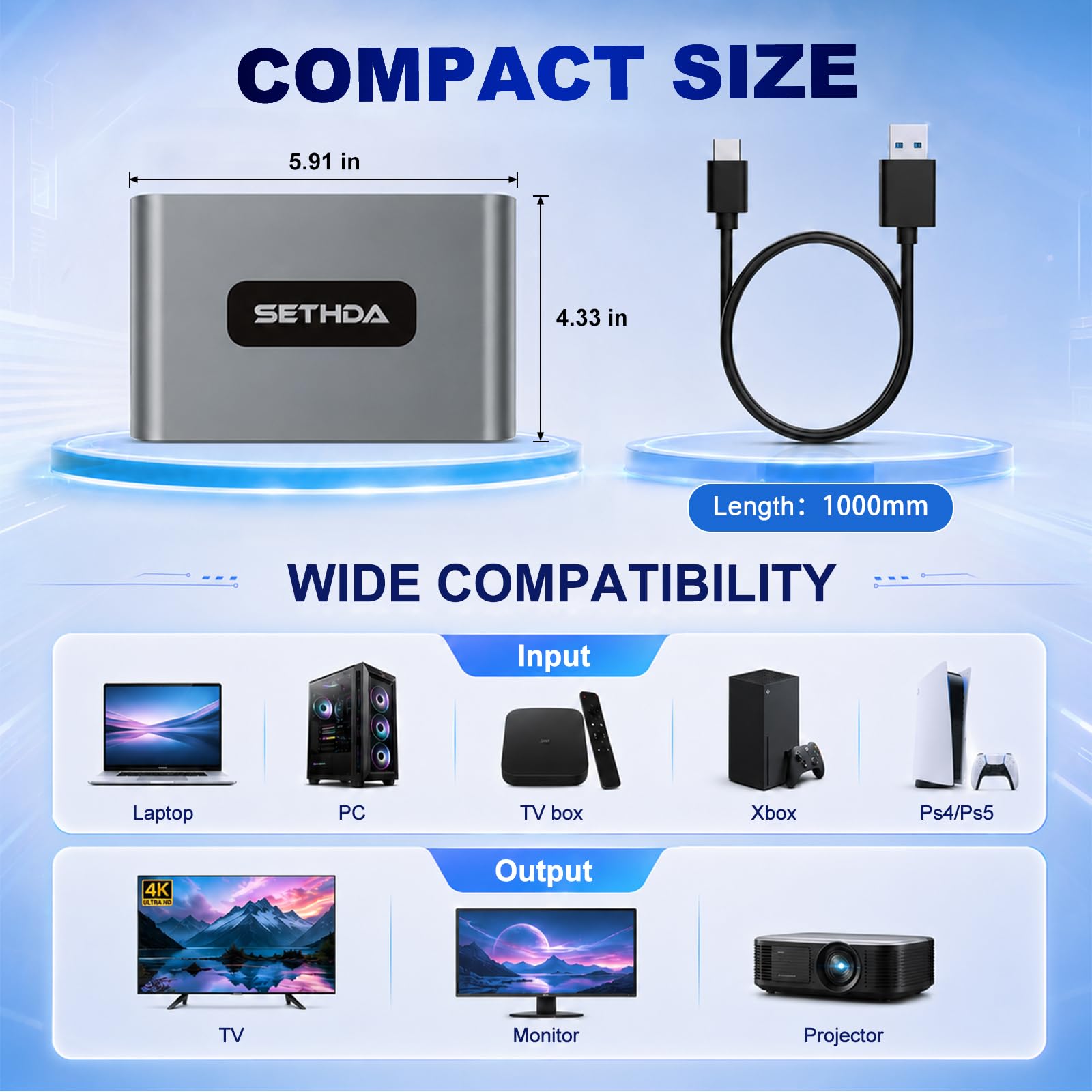 Interruttore HDMI2.0 3 in 1 Out, 4K @ 60HZ UHD HDMI Switch Box con telecomando e adattatore di alimentazione, commutatore HDMI multifunzione supporta HDCP 2.2 HDR 10+ CEC 3D, Dolby Audio