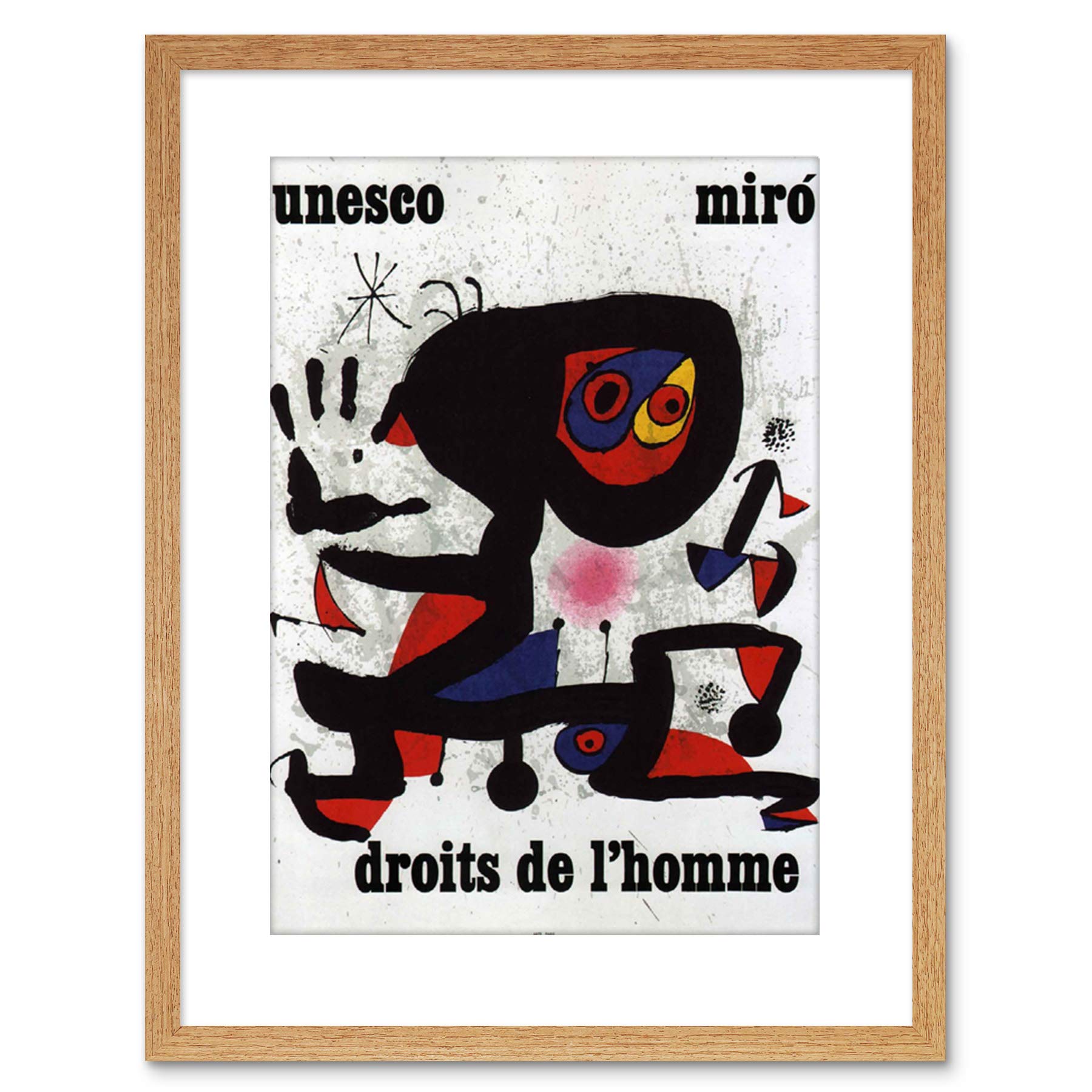 Wee Blue Coo AD CHARITY UNESCO JOAN MIRO ABSTRACT RIGHTS MAN FRAMED PRINT F97X2555