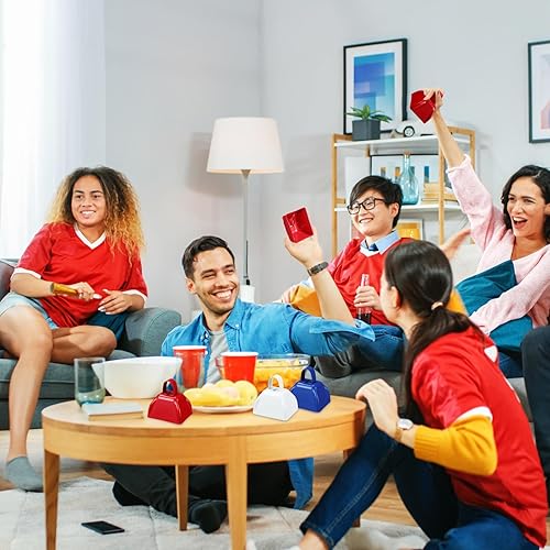 Miniatura 5 de 24 unidades de cencerros de metal con asas, campanas de vaca que hacen ruido para eventos deportivos de 3 pulgadas, cencerro animador a granel con