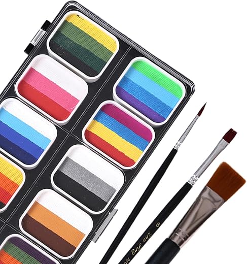 VISTORA Painting Palette Makeup Washable with 3 Brushes Supplies Face Body Paint Set