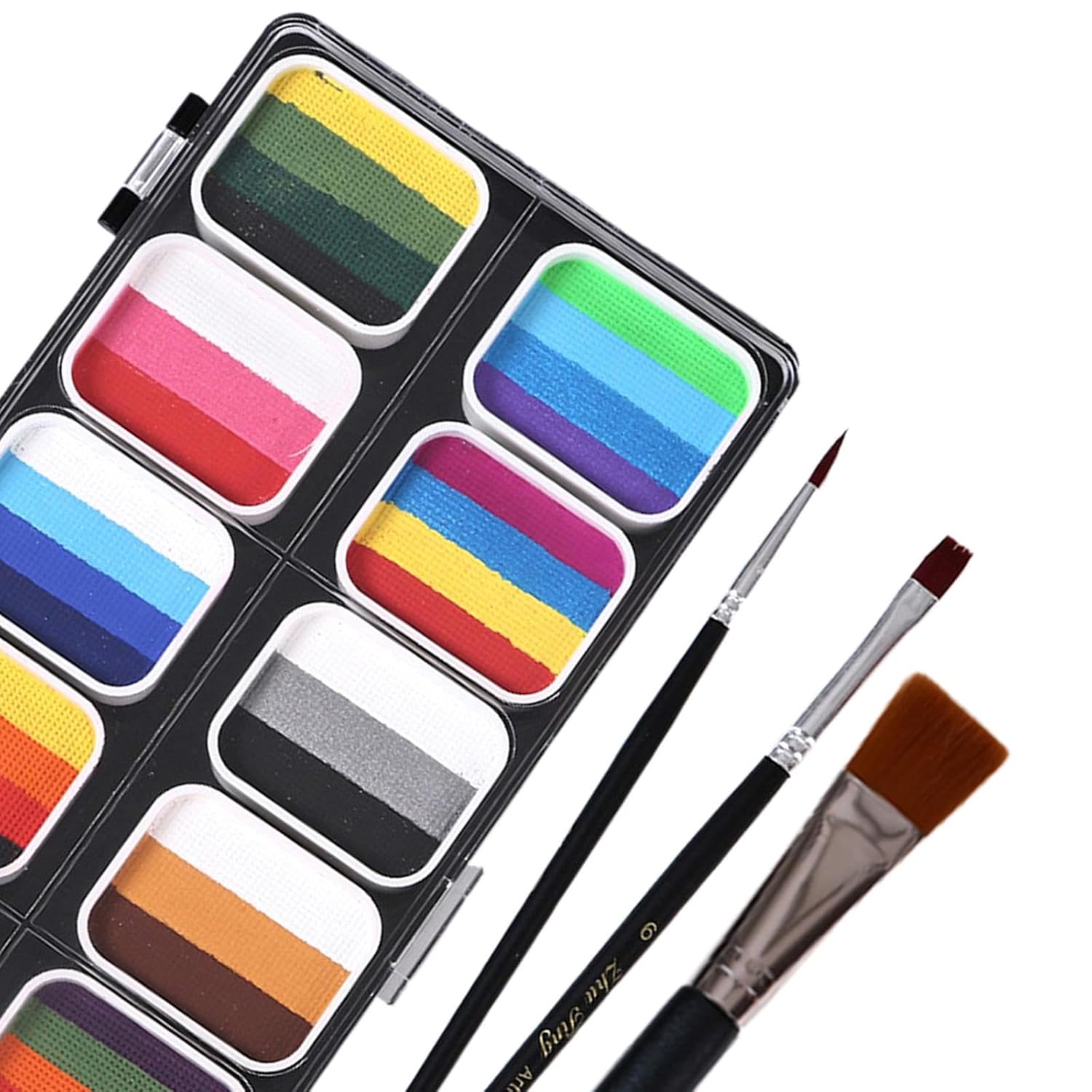 VISTORA Painting Palette Makeup Washable with 3 Brushes Supplies Face Body Paint Set
