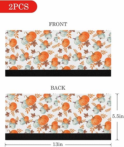 Miniatura 7 de Juego de 2 fundas para manijas de puerta de refrigerador de calabaza naranja y verde azulado para lavavajillas, microondas, horno, nevera, estufa,