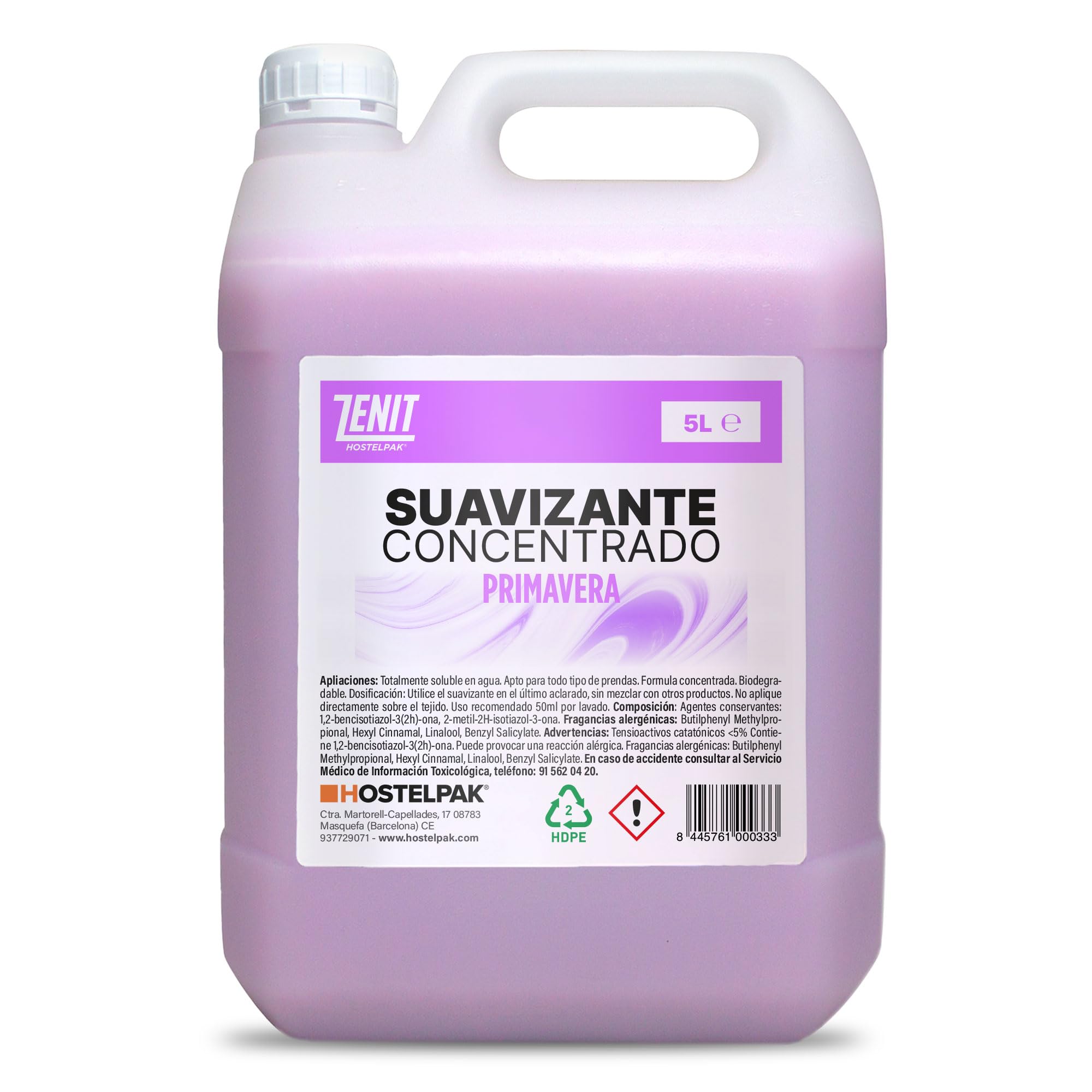 4 x 5L - Suavizante textil concentrado perfumado Primavera, Suavizante concentrado, Biodegradable, Fragancia agradable