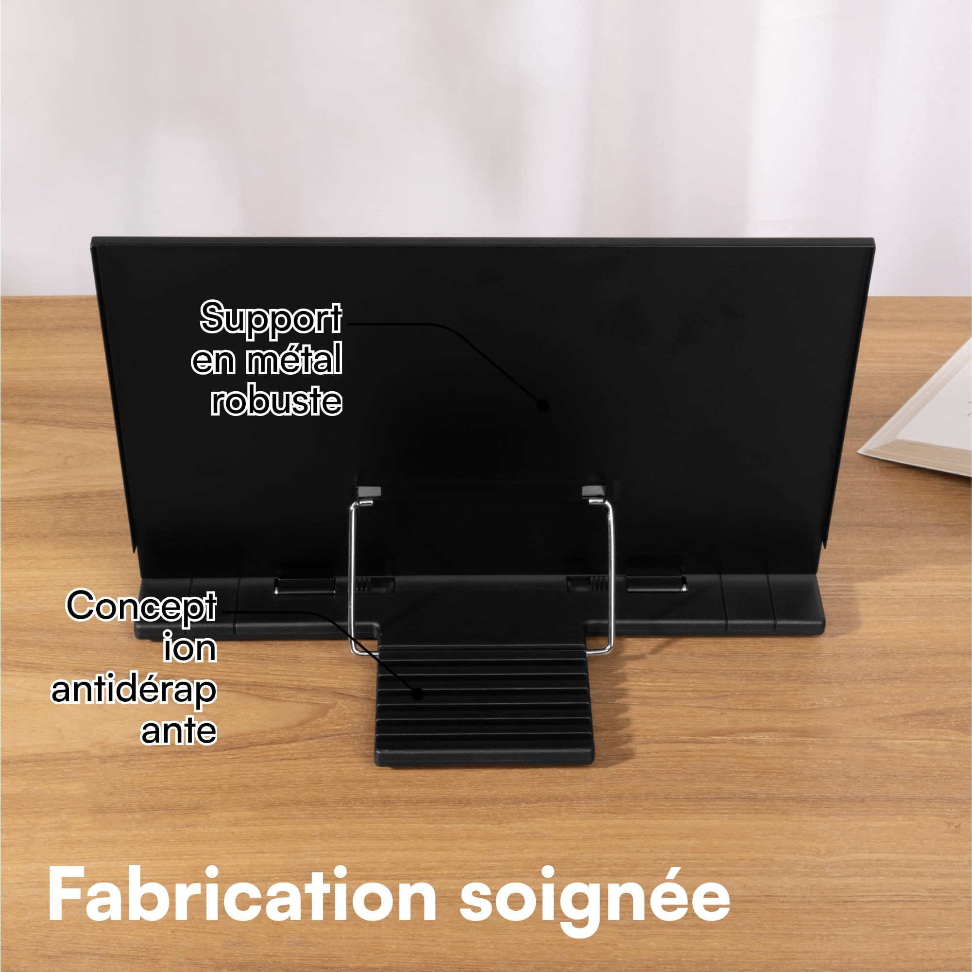 Support Livre Ouvert H&S - Porte-Livre Métal Pliable Pour Cuisine, Coran, Tablette - Lutrin Ajustable