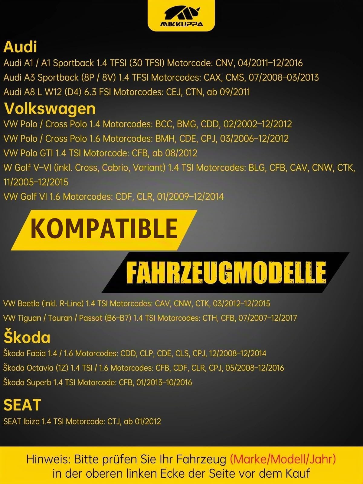 MIKKUPPA Zündspule Set 4 Stück mit Zündkerzen passend für | Audi A1 A3 1.4T VW Polo Golf 1.4T 1.6L Skoda 1.4T ersetzt 036905715F 036905715G 036905100A 0986221023