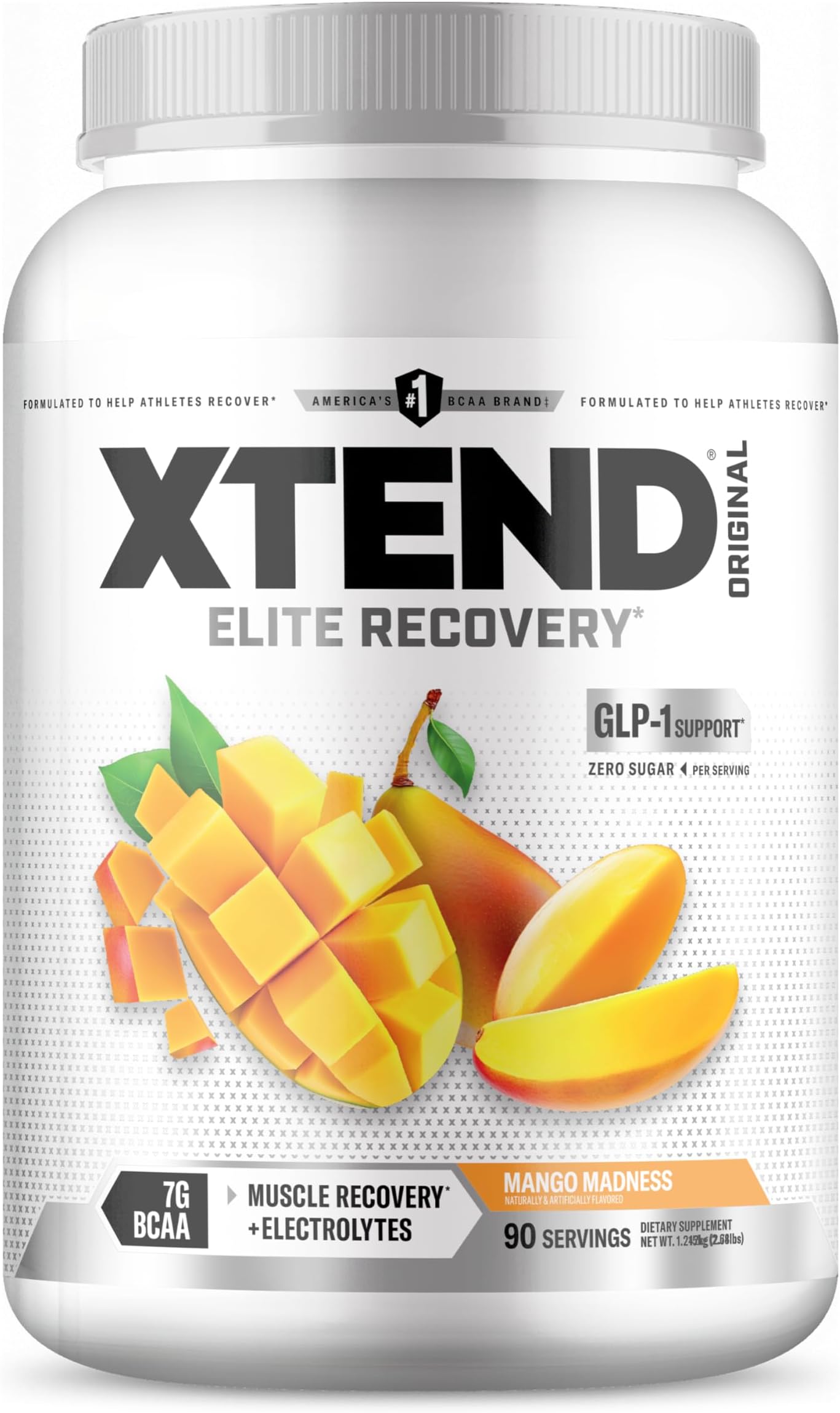 XTEND Original BCAA Powder Mango Madness | Sugar Free Post Workout Muscle Recovery Drink with Amino Acids | 7g BCAAs for Men & Women | 90 Servings