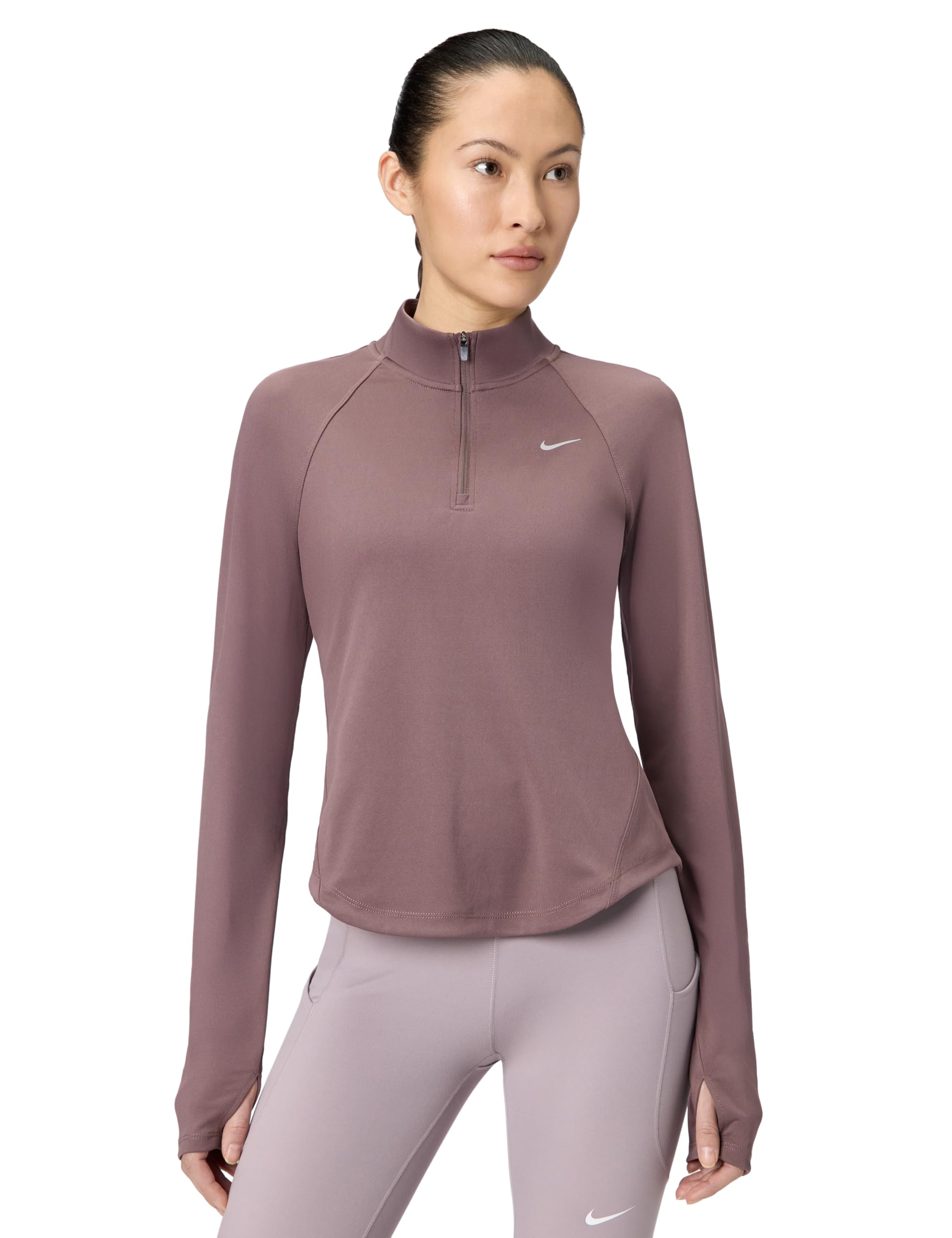 Nike Women's Tempo Dri-Fit 1/2-Zip Running Top, Tattoo/Reflective Silver, Small