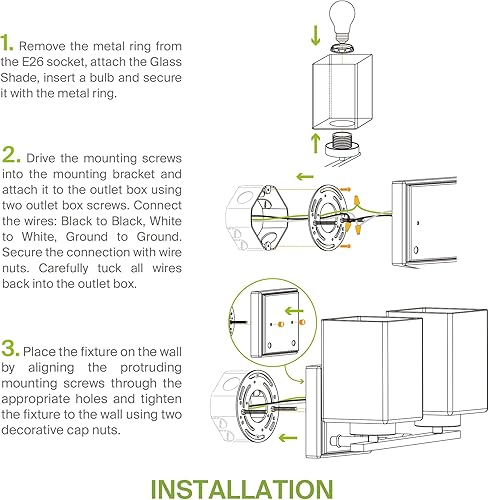 Miniatura 9 de ASD Accesorio de iluminación de tocador de montaje en pared de 3 luces  Enchufe E26 de 60 W de 120 V  Compatible con bombillas LED,