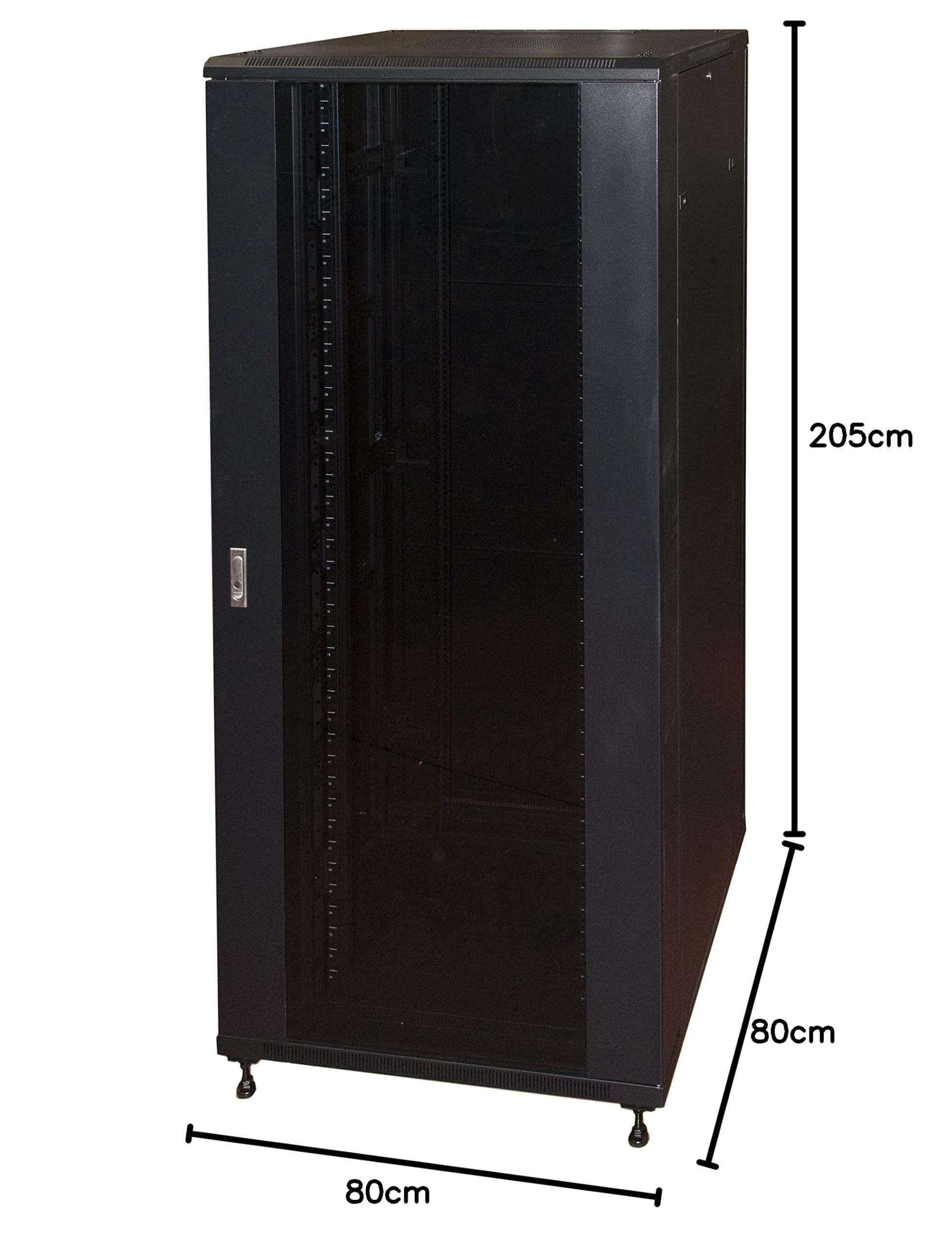 LINK SPRAWKA RACK 19" 42 jednostki, rozmiar (A) 2055, (L) 800, (P) 800 mm. CZARNY KOLOR, Drzwi SZKŁA