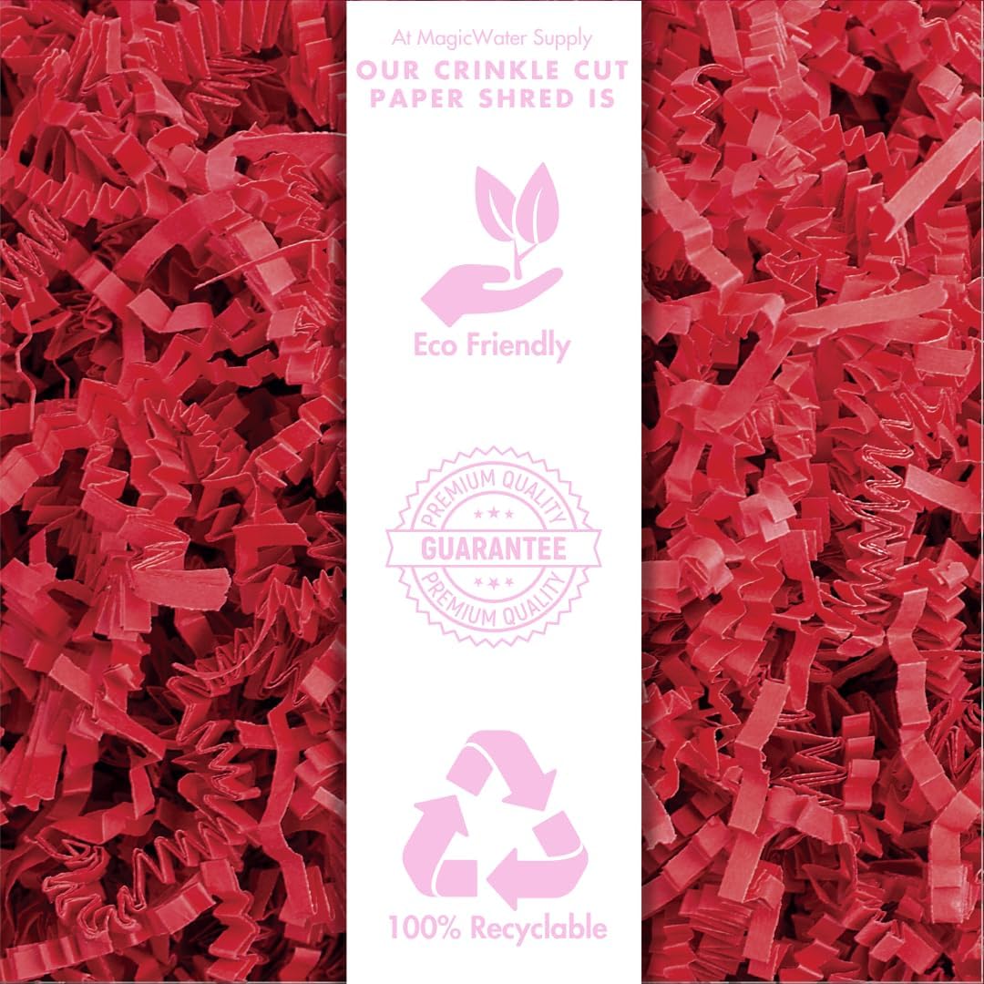 MagicWater Crinkle Cut Paper for Gift Baskets - 2LB - Red - Perfect for Shredded Paper Filler, Basket Filler, Gift Boxes, Bridesmaid Gifts, Christmas Stuffers & More – Ideal for All Occasions