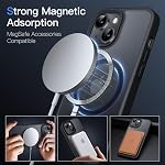 JETech Magnetic Case for iPhone 14 6.1-Inch Compatible with MagSafe, Translucent Matte Back Slim Shockproof Phone Cover (Black)