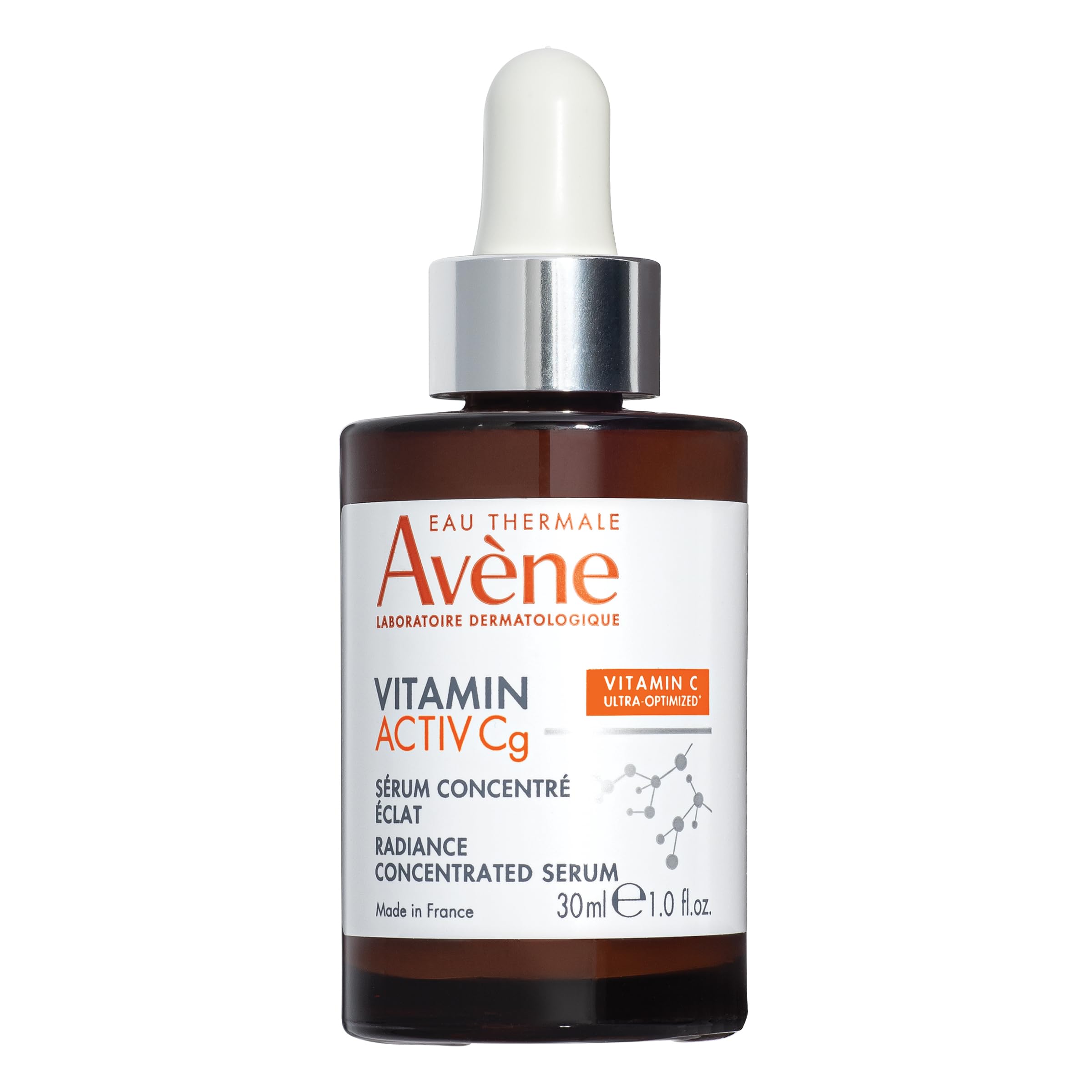Avène Vitamin Activ Cg Radiance Concentrated Serum, Radiance Boosting Vitamin C Serum, powered by Vitamin Cg + Niacinamide + Bakuchiol, Visbily Reduce Wrinkles, Dark Spots & Fine Lines, 1 FL Oz