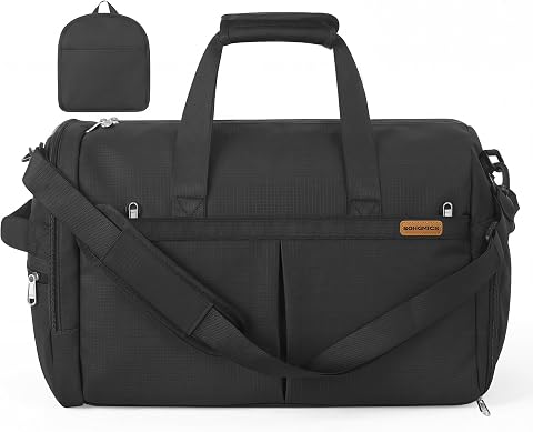 SONGMICS Borsone da Viaggio Pieghevole con Scomparto Scarpe, 50 L