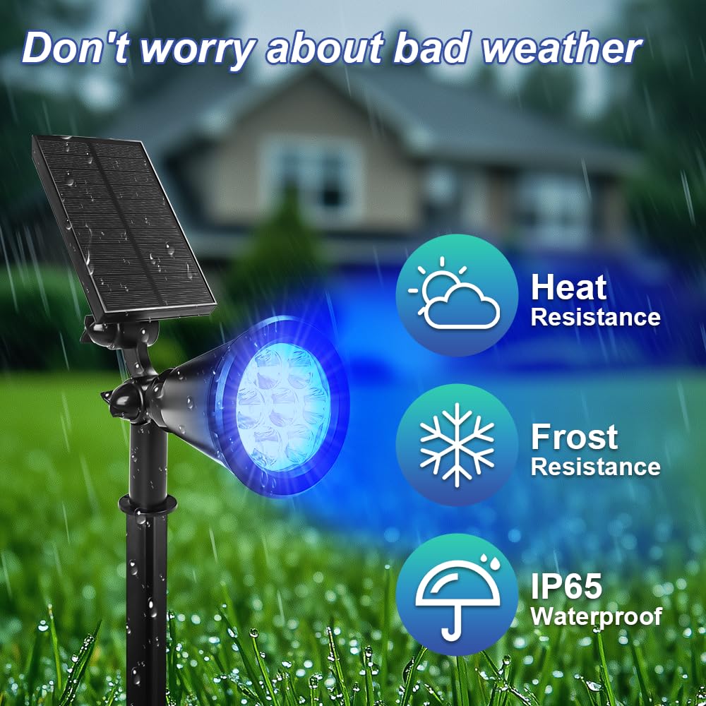 10 Pezzi Faretti Energia Solare da Esterno, RGB Luci da Giardino Esterne Energia Solare con batteria da 1200 mAh, IP65 Impermeabile Lampioncini Solari da Giardino per Cortile,Vialetto,Alberi