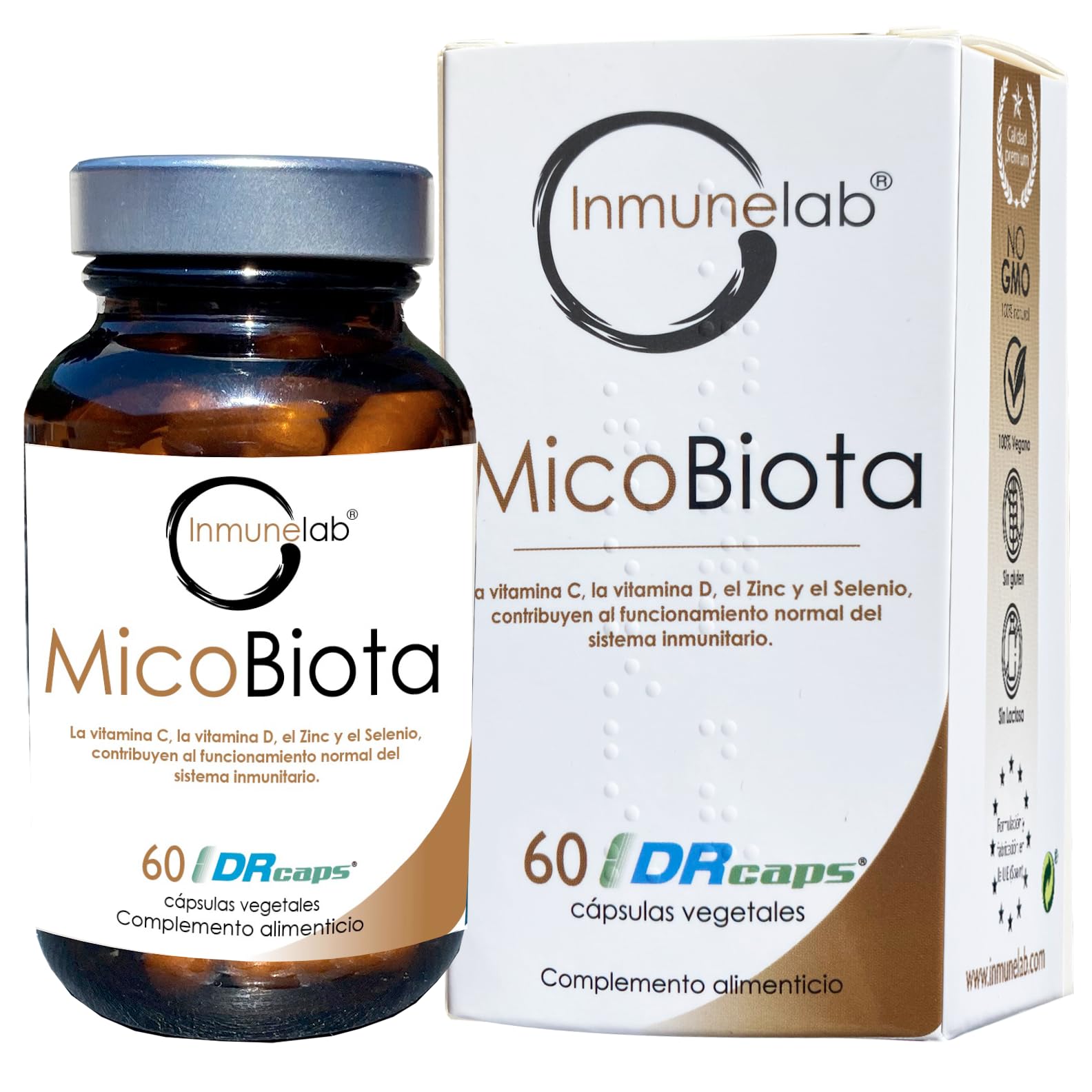 Micobiota – 60 cápsulas. Complemento alimenticio a base de plantas, probióticos, vitaminas, minerales y leucina. Hongos medicinales
