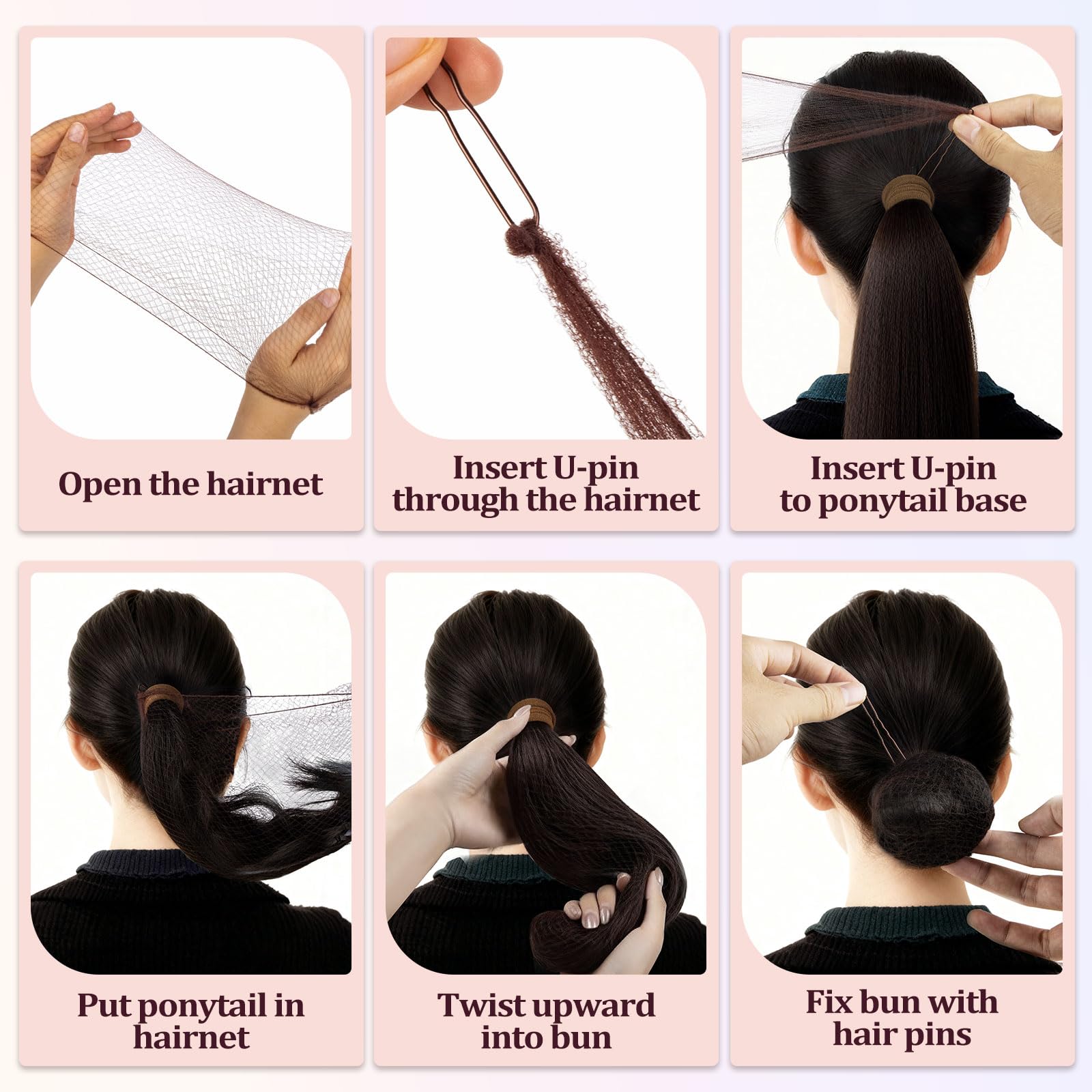 385 Pezzi Fermagli per Capelli Kit, 150 Forcine U, 125 Forcine Piatte, 100 Elastici Trasparenti per Capelli, 6 Retina Chignon, 4 Scrunchies, Accessori Fermagli Donna Set con Scatola, Marrone