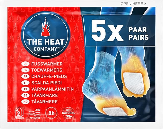 THE HEAT COMPANY Ogrzewacz do stóp  5, 15 lub 40 par  bardzo ciepły  samoprzylepny  ogrzewacz do palców  8 godzin ciepłe stopy  gotowy do użycia  aktywowany powietrzem  całkowicie naturalny  do wszystkich rozmiarów