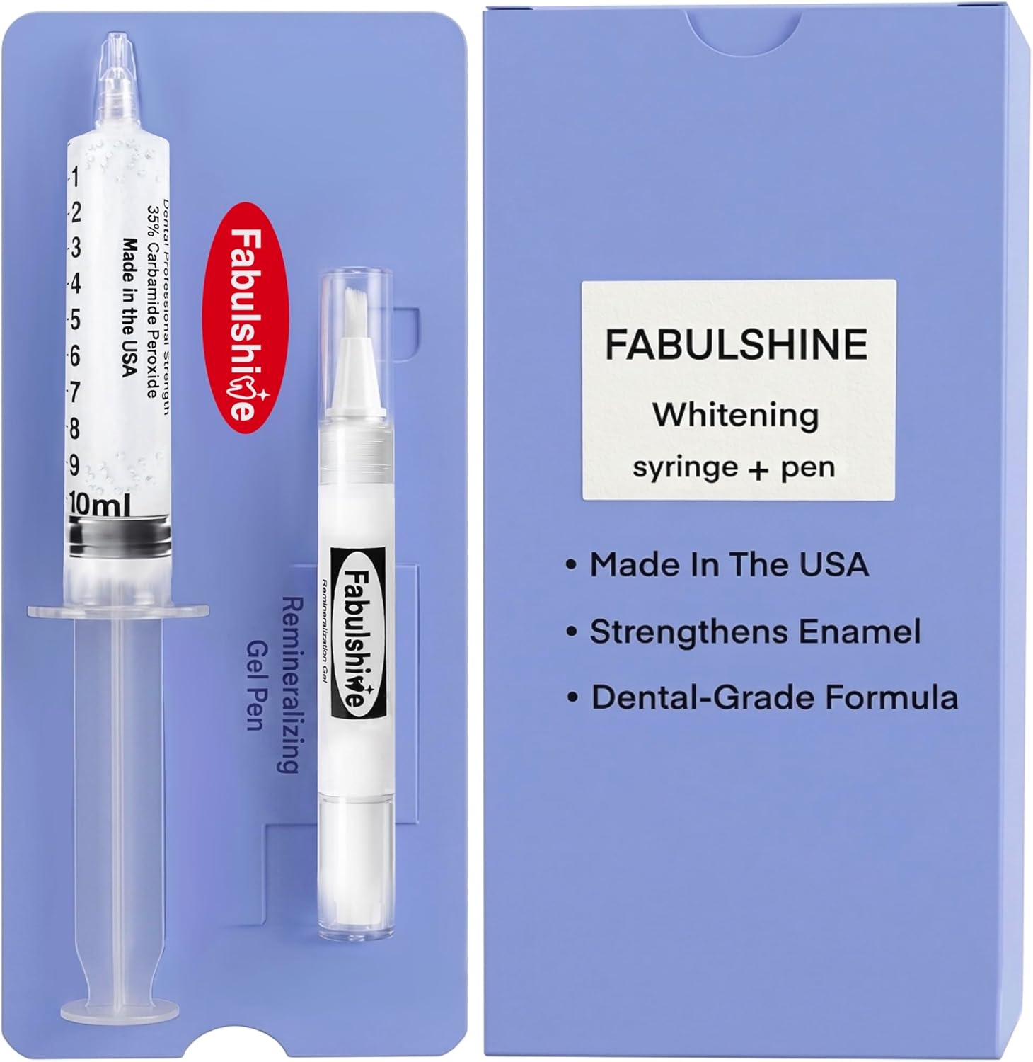 Teeth Whitening Gel Kit Refill Pack, 10ml Whitening Gel Syringe + 2ml Remineralizing Gel Pen, 25 Uses, American Powerful Teeth Whitener