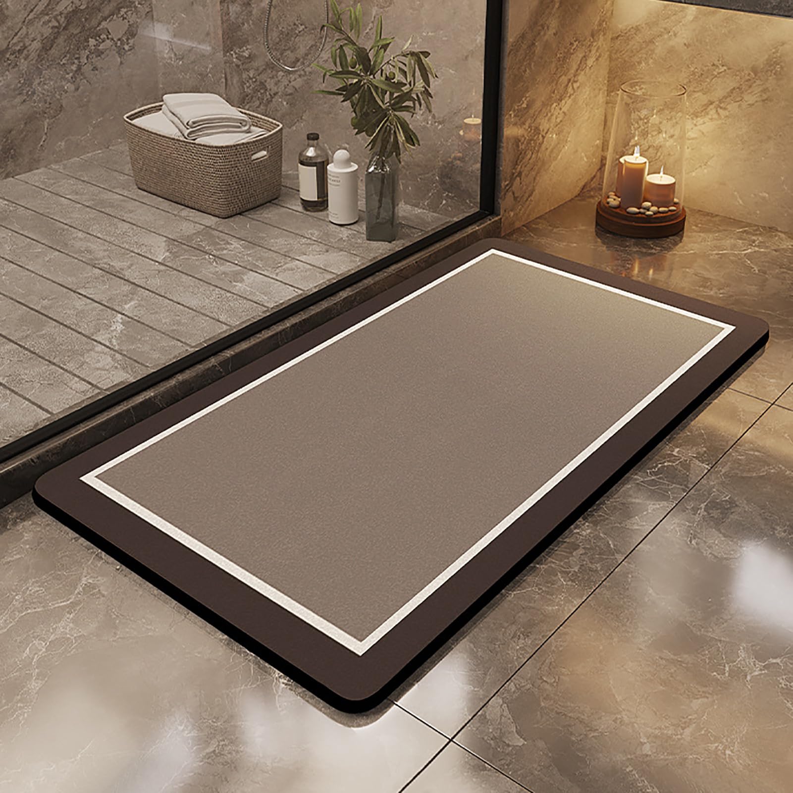 Tappeti Antiscivolo e Lavabile 60x90cm/7mm, Estremamente Assorbente, Microfibra Tappetini, Super Assorbente in Diatomite, Tappetino Doccia per Bagno Cucina, per Soggiorno, Sala d'Ingresso