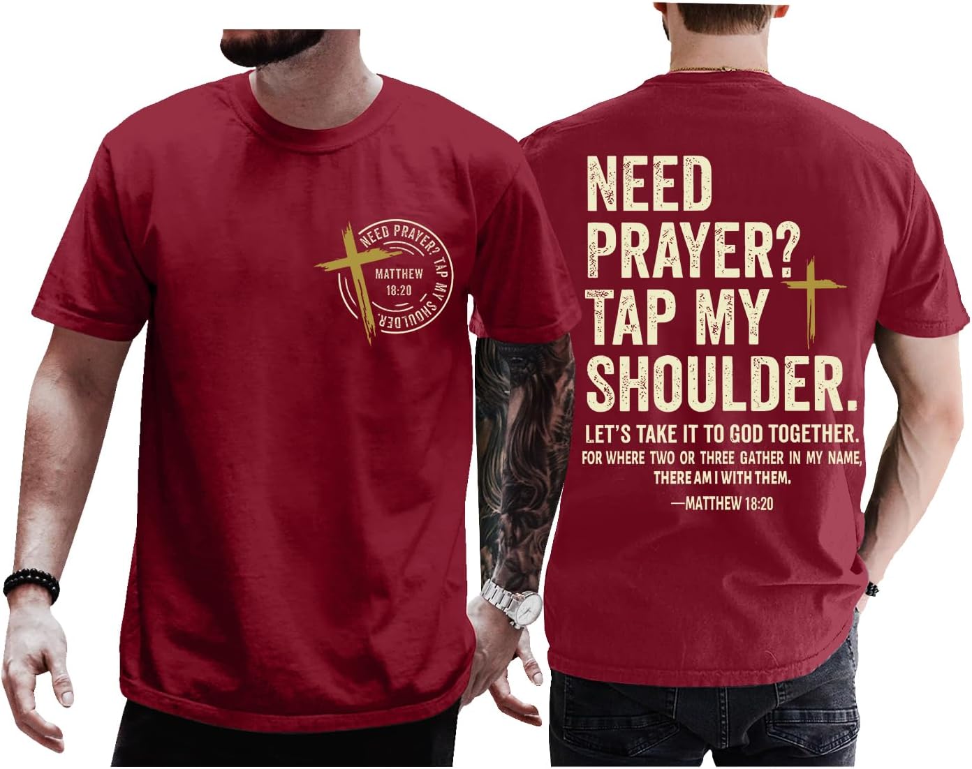 Christian Shirts for Men Women Need Prayer Tap My Shoulder Shirt Christian Religious Faith Bible Verse Cross Shirt