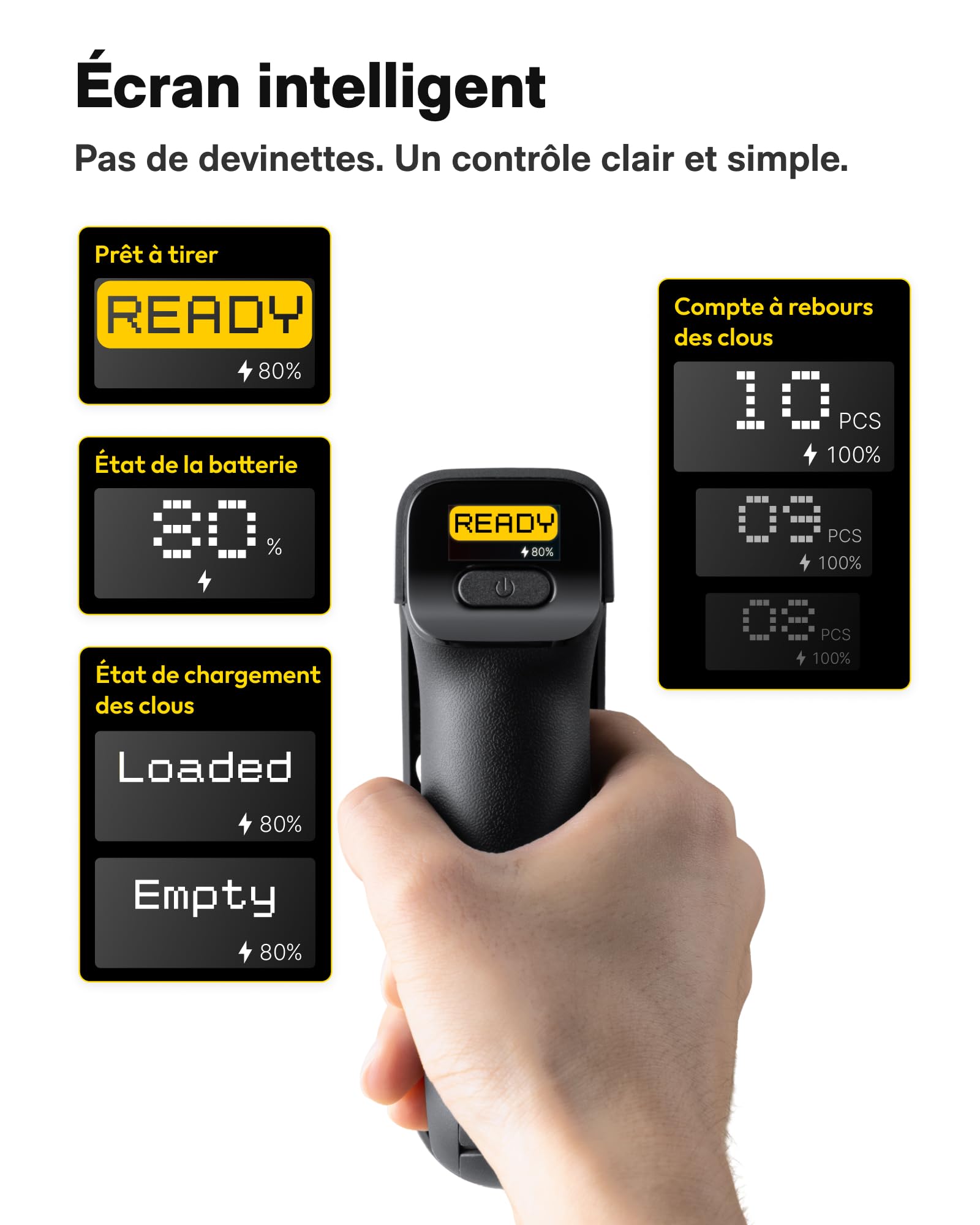 HOTO Pulse, cloueuse sans fil, agrafeuse électrique 4 en 1 pour bois