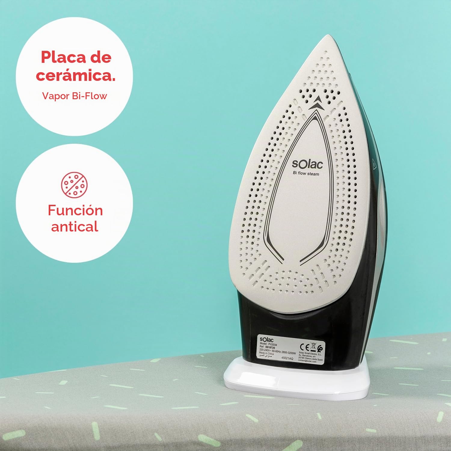 Solac – Plancha Vapor Optima Extreme 3.2 | 3200W | Golpe vapor 240g/min | Suela Bi-Flow Steam | Antical | Antigoteo | Rápido calentamiento | Autolimpieza | Blanco