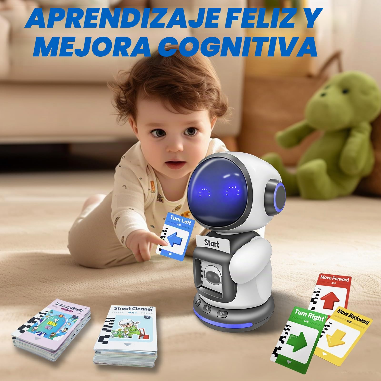 OBEST 2.4G Robote teledirigido con reconocimiento de comandos de tarjeta, función de grabación y cambio de sonido, luces expresivas, control flexible de 4 vías, juguete educativo interactivo de voz