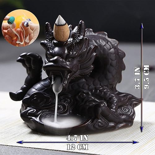 Miniatura 2 de OTOFY Soporte de incienso de cerámica hecho a mano, quemador de incienso de reflujo, estatuilla, soporte para cono de incienso, decoración del