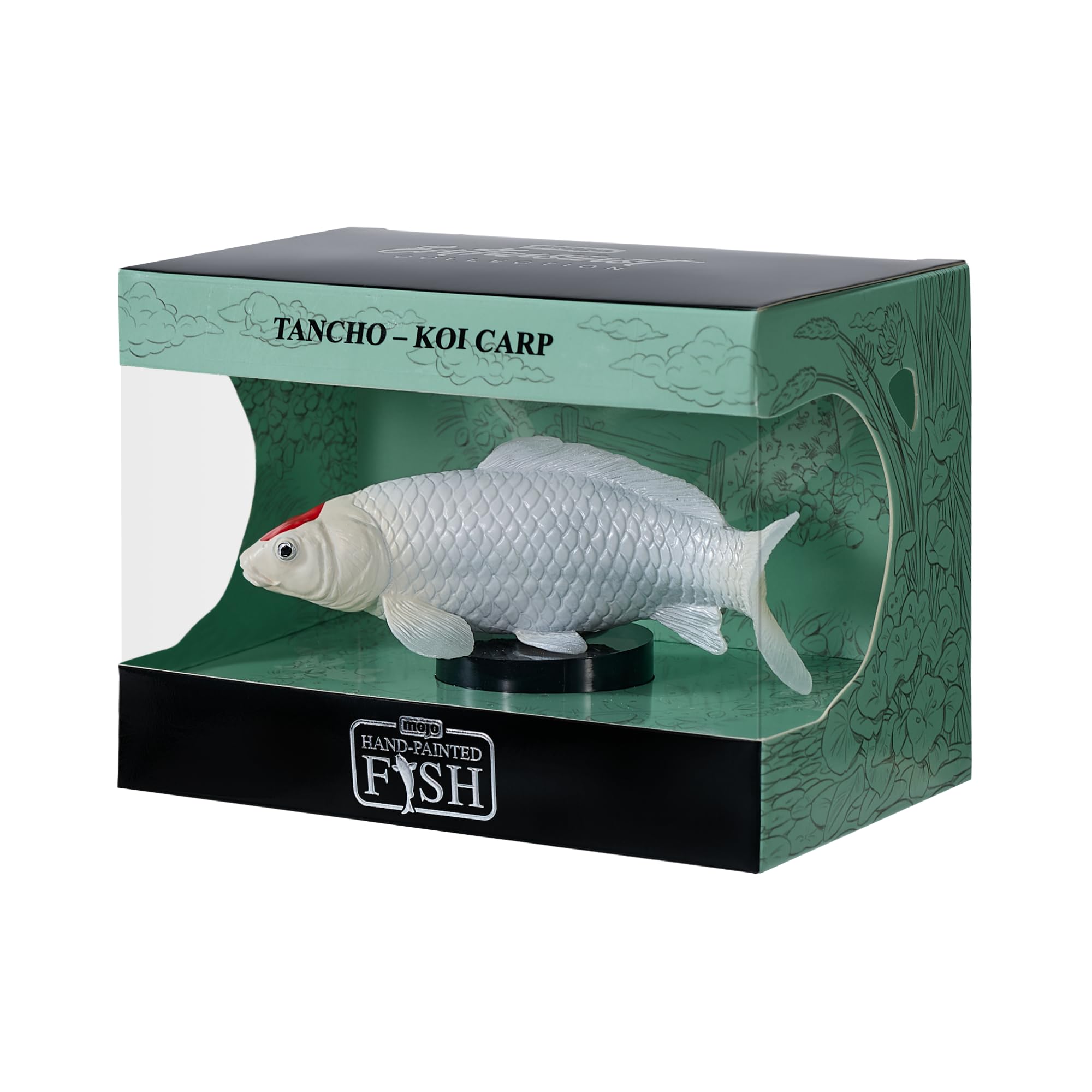 MOJO | Tancho Koi Carp Hand-Painted Fish Figurine, White and Red Decorative Model, Enthusiast Collection Series 1, Japanese Style (Tancho Koi Carp)