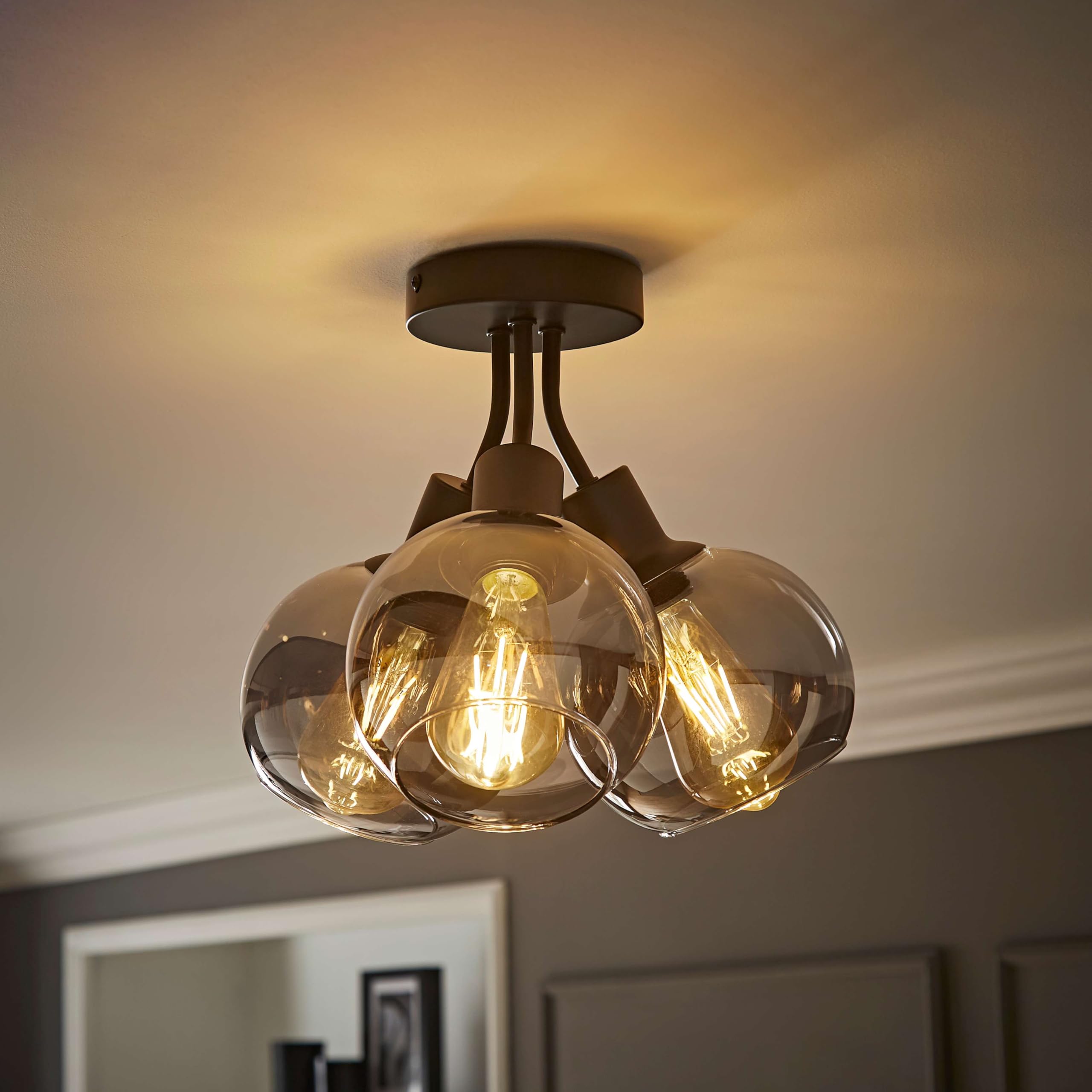 ValueLights | Bellamy Matte Black Bubble Cluster Flush Ceiling Light and Bulbs | Ceiling Lights, Home Décor & Improvement Essential | Mains Wired