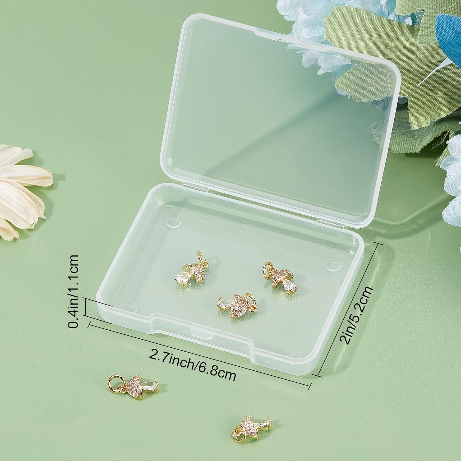 Beebeecraft 8Pcs/Box Cubic Zirconia Mushroom Charms 18K Gold Plated Brass Mushroom Dangle Pendants with Jump Ring for Jewelry Making Necklace Bracelet DIY Crafts - Image 7