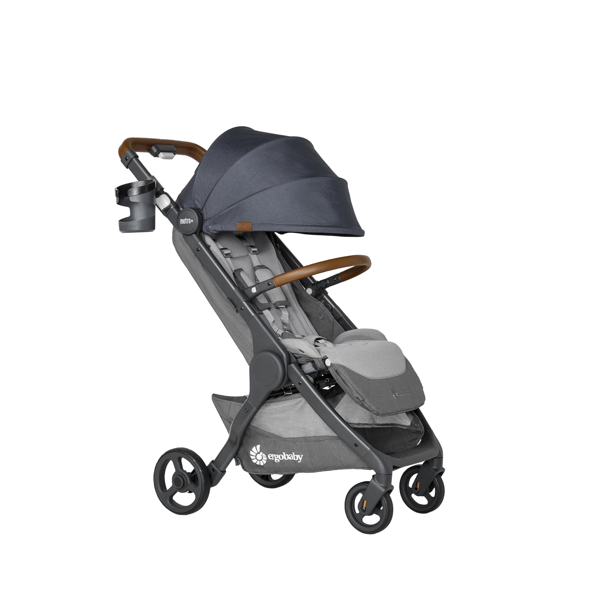 Passeggino Ergobaby Metro+ Deluxe con funzione reclinabile, per neonati dalla nascita fino a 22 kg, pieghevole e compatibile con il seggiolino auto, manubrio regolabile in altezza, London Grey