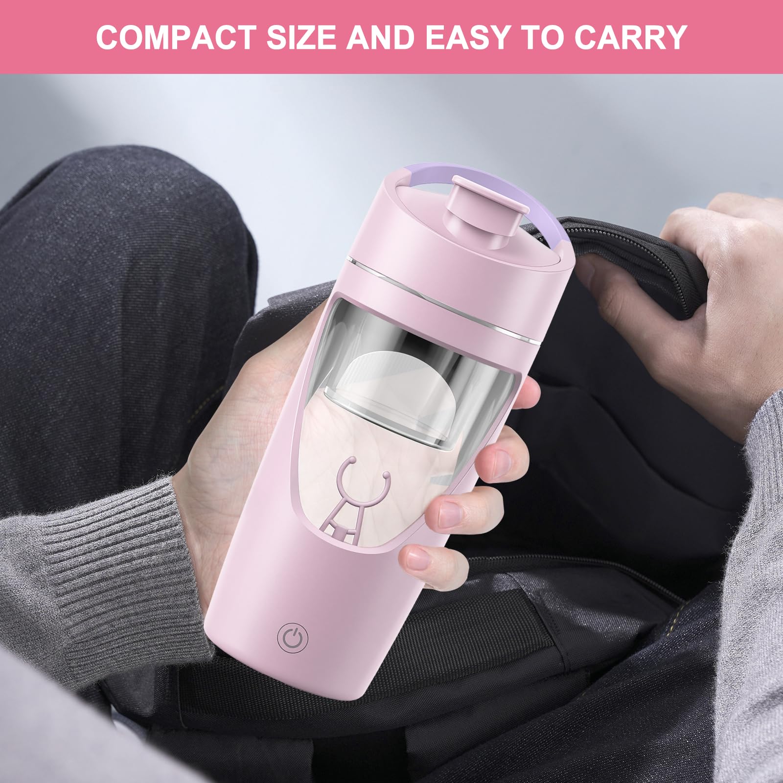 Shaker elettrico per proteine, bottiglia shaker per proteine da 700 ml con conservazione supplementare, shaker per frullati proteici USB C ricaricabile, realizzato con Tritan, potente per frullati