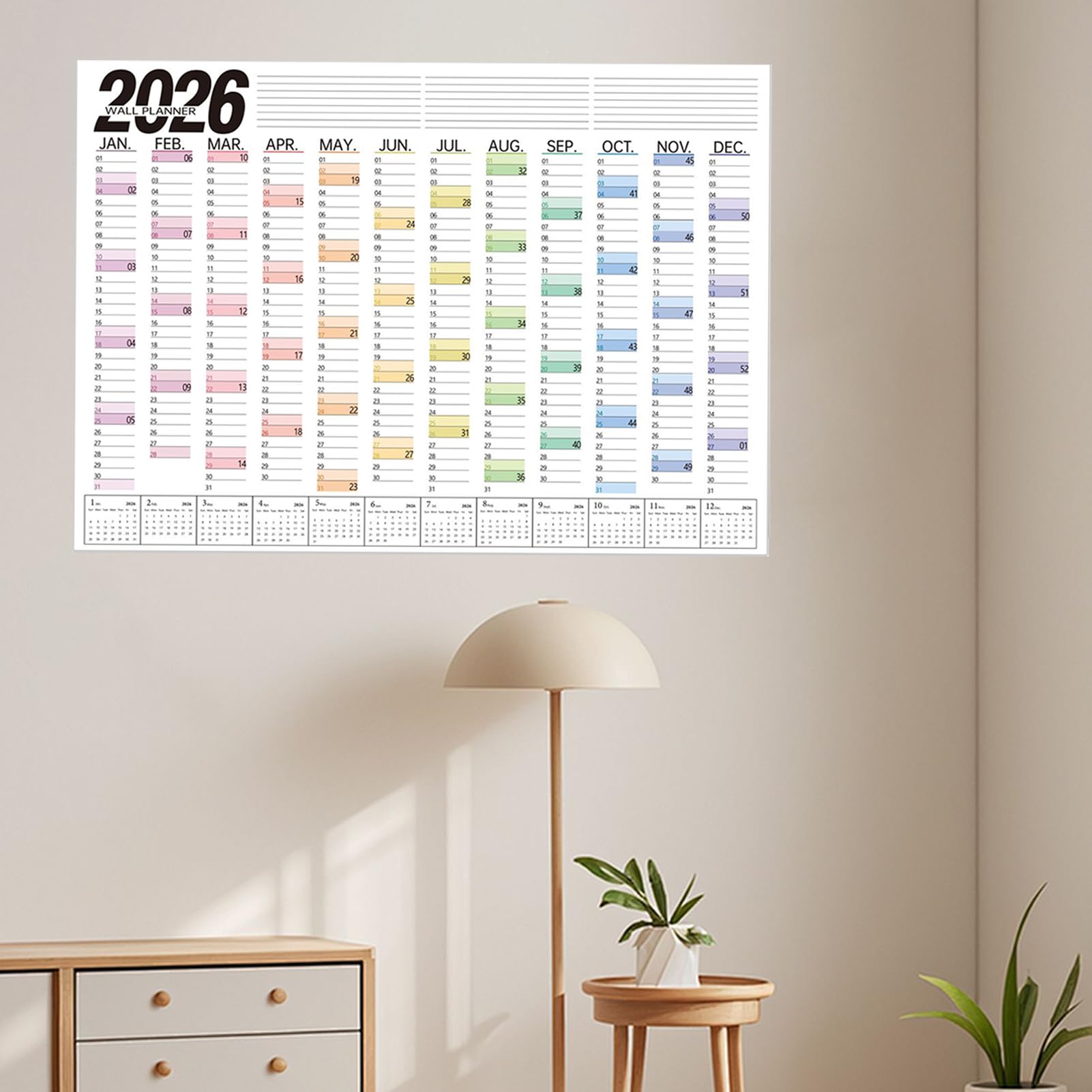 2026 Wandkalender,2026 Großer Jahresplaner Kalender - Haushaltskalender