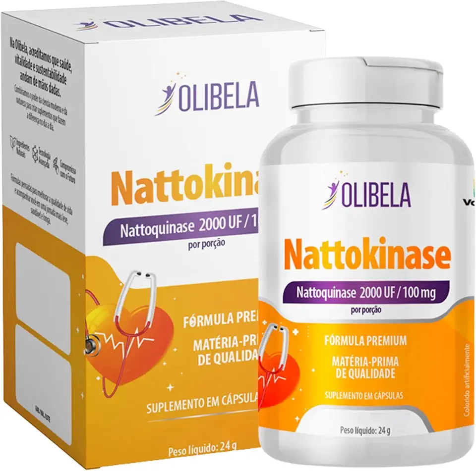 Natoquinase 2000UF 60 Cápsulas Veganas Alta Concentração. Natoquinase Apoia um Sistema Cardioavascular Saudável, e o Fluxo Sanguineo de Forma Natural. Produto 100% Natural | Olibela Suplementos