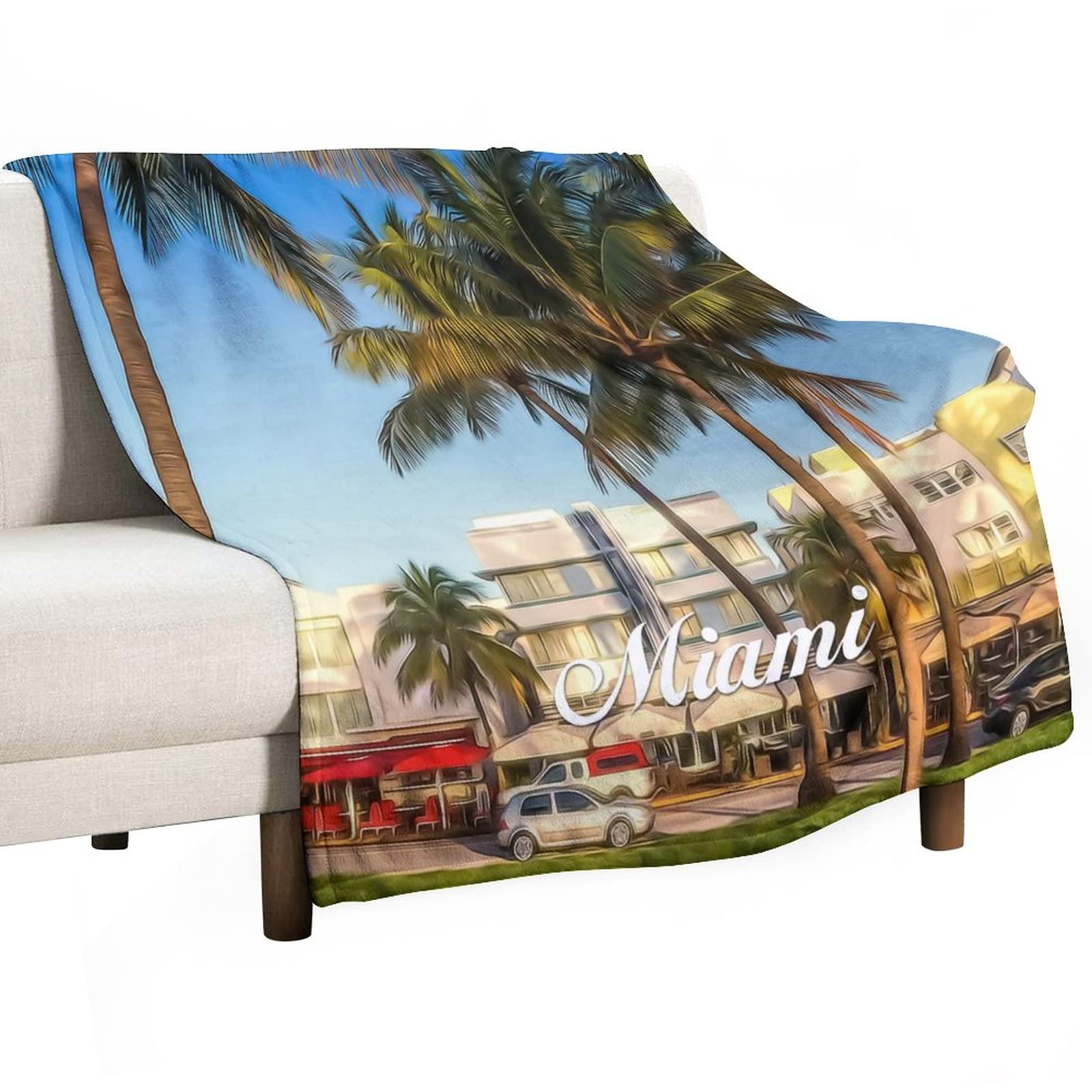 Couverture en flanelle Miami anti-frissons plaid chaud pour éliminer le froid