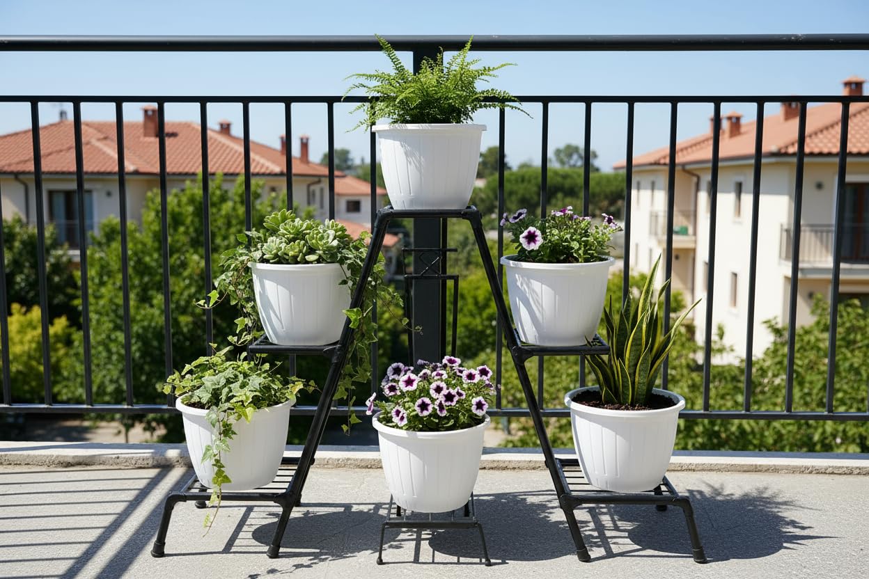White Flower Pots - 6 Pack for Gardening -5 White Flower Pots - 6 Pack for Gardening -5