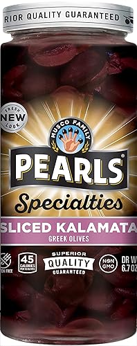 Pearls Specialties, rebanadas, aceitunas griegas Kalamata, 6.7 onzas, 6 tarros