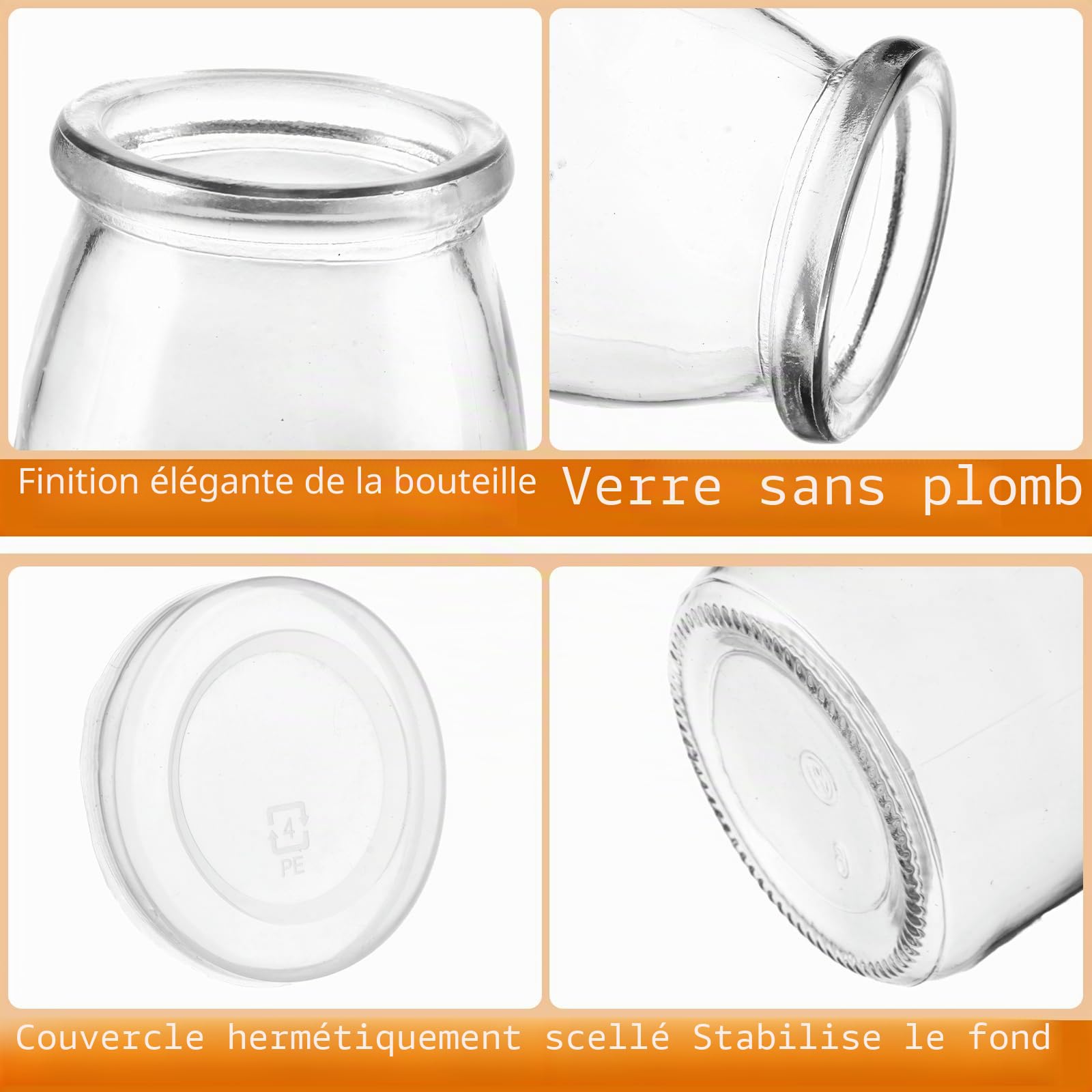 JMIATRY Lot de 30 Pot Yaourt En Verre Avec Couvercle 200 ml, Pot De Yaourt En Verre Avec Couvercle Pour Pudding, Desserts, Yaourt Maison