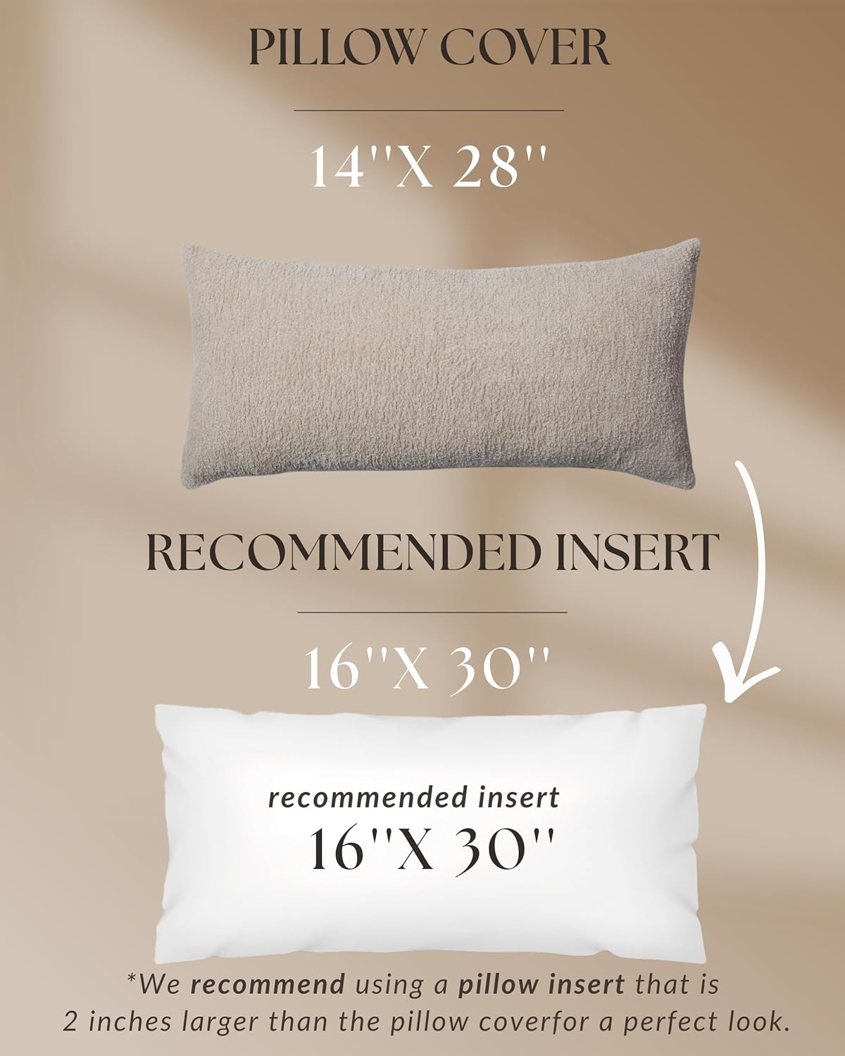 Throw Pillow Covers, Pack of 1 Cozy Soft and Comfortable Pillow Cases Cushion Covers for Sofas, Couches, Bed, Boho Home Décor, Luxury Design, Cozy, Beige 14x28 Inch