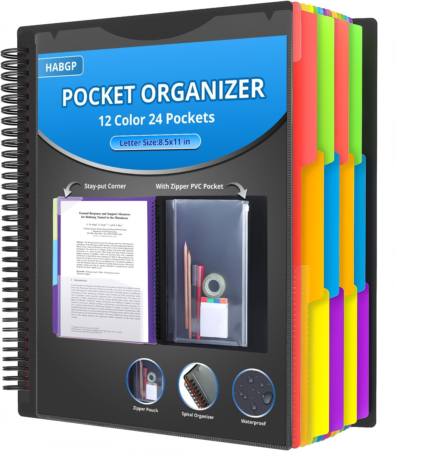 Amazon.com : Yeaqee 24 Pocket Spiral Folders Bulk with Clear Front ...