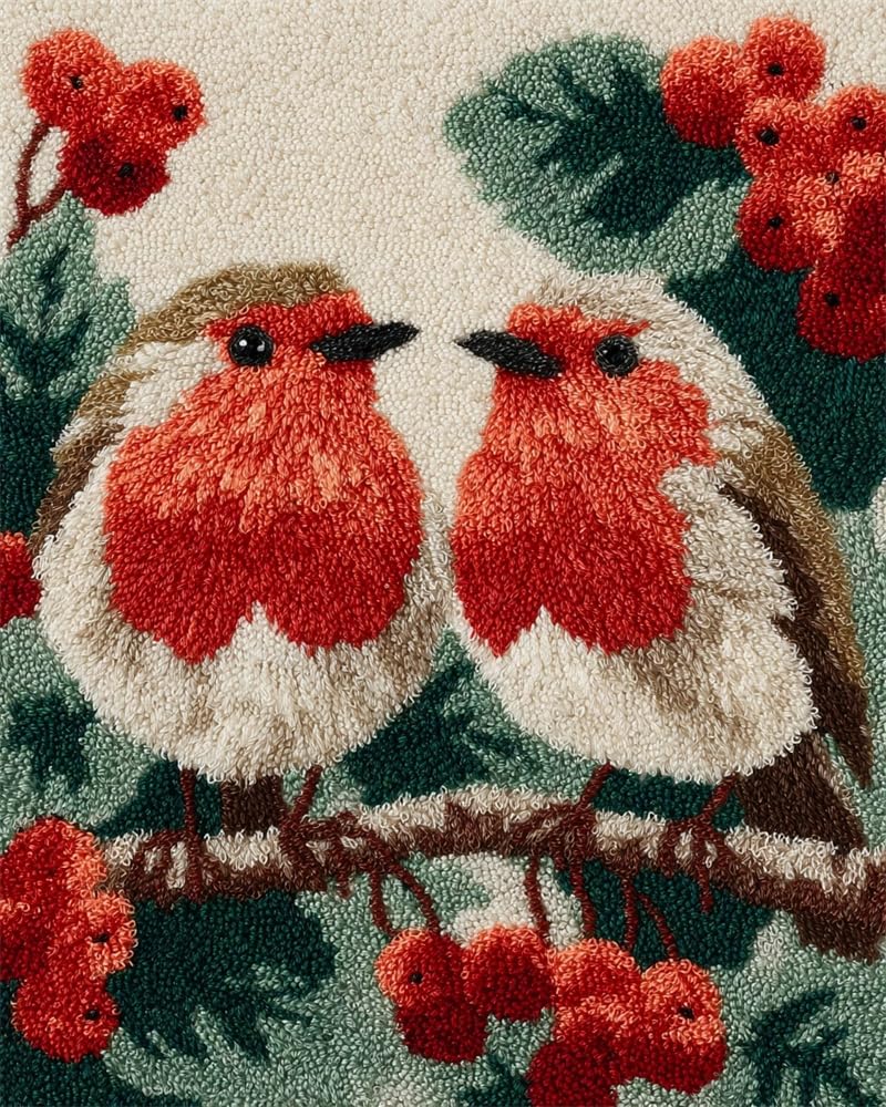 FWRTYCB Latch Hook Rug Kits,Christmas Robin Birds Xmas