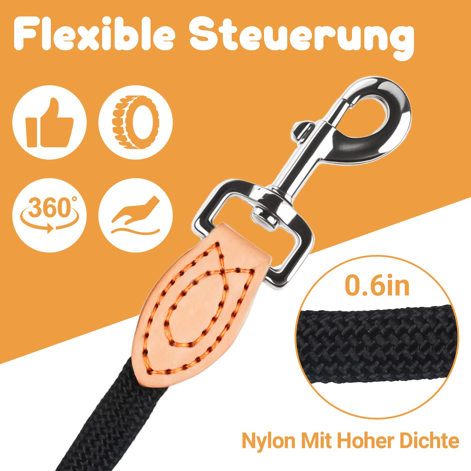 Freestyle - Lot de 2 colliers de dressage pour chien - Collier anti-traction et laisse pour chien - Collier Retriever de 1,4 cm - En nylon robuste - Cuir synthétique avec anneau en métal