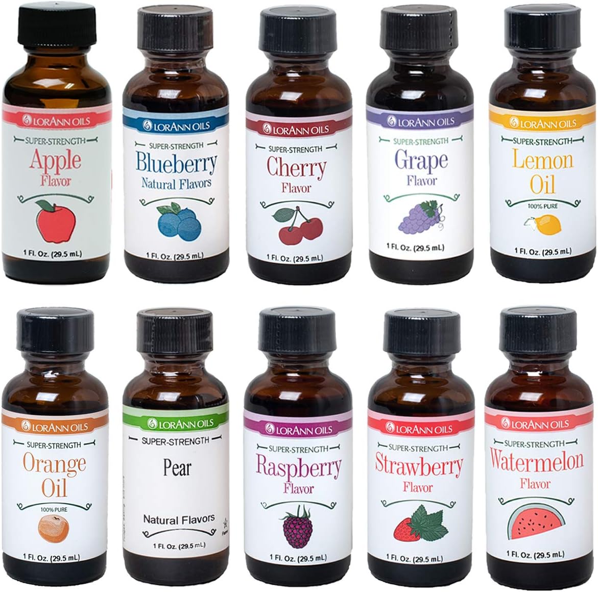 LorAnn Super Strength Pack #1 of 10 Fruity Flavors in 1 ounce bottles