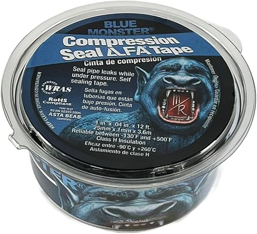 Blue Monster Cinta de sellado de compresión (rollo de 12 pies x 1")
