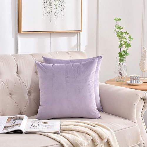 Miniatura 7 de Juego de 2 fundas de almohada decorativas para ropa de cama, cómoda funda de cojín para sofá, terciopelo sólido suave con cremallera oculta, 14 x 14